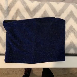 blue glittery tube top